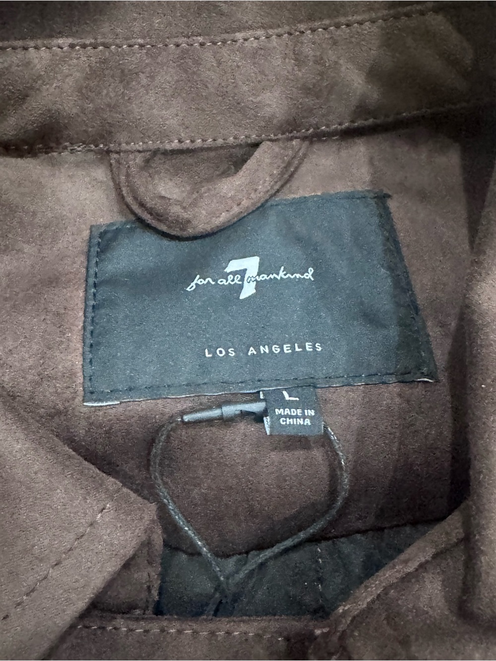 7 For All Mankind Navy and Brown Plaid Utility Jacket with Suede Trim - Picture 5 of 11
